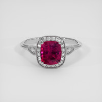 1.55 Ct. Pinkish Red Rubellite Tourmaline Ring, 14K White Gold 1