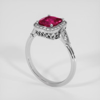 1.55 Ct. Pinkish Red Rubellite Tourmaline Ring, 14K White Gold 2