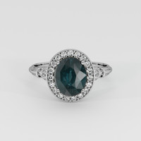 2.81 Ct. Bluish Green Sapphire Ring, 14K White Gold 1