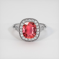 2.78 Ct. Padparadscha Sapphire Ring, 14K White Gold 1