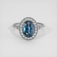 3.79 Ct. Greenish Blue Sapphire Ring, 14K White Gold 1