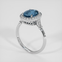 3.79 Ct. Greenish Blue Sapphire Ring, 14K White Gold 2