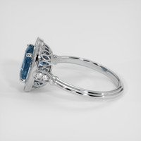 3.79 Ct. Greenish Blue Sapphire Ring, 14K White Gold 4