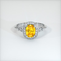 1.29 Ct. Yellowish Orange Sapphire Ring, 14K White Gold 1
