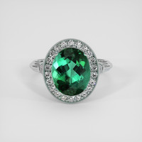 3.75 Ct. Bluish Green Tourmaline Ring, 18K White Gold 1
