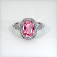 1.78 Ct. Pink Sapphire Ring, 18K White Gold 1