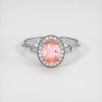 1.09 Ct. Padparadscha Sapphire Ring, 18K White Gold 1