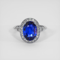 3.08 Ct. Blue Sapphire Ring, 18K White Gold 1