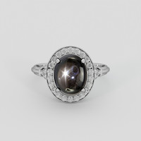 3.84 Ct. Black Sapphire Ring, 18K White Gold 1
