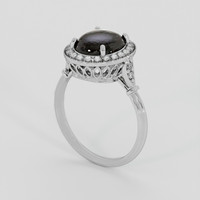 3.84 Ct. Black Sapphire Ring, 18K White Gold 2