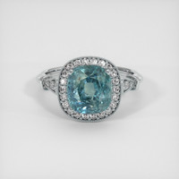 4.60 Ct. Bluish Green Sapphire Ring, 18K White Gold 1