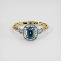 1.11 Ct. Greenish Blue Sapphire Ring, 14K White & Yellow 1