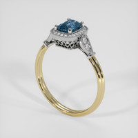 1.11 Ct. Greenish Blue Sapphire Ring, 14K White & Yellow 2