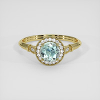0.96 Ct. Bluish Green Sapphire Ring, 10K Yellow Gold 1