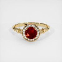 0.77 Ct. Ruby Ring, 14K Yellow Gold 1