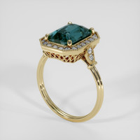4.02 Ct. Greenish Blue Sapphire Ring, 14K Yellow Gold 2