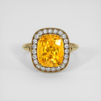 4.93 Ct. Orangish Yellow Sapphire Ring, 14K Yellow Gold 1