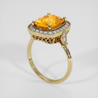 4.93 Ct. Orangish Yellow Sapphire Ring, 14K Yellow Gold 2