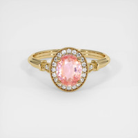 1.09 Ct. Padparadscha Sapphire Ring, 18K Yellow Gold 1