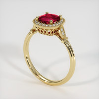 0.89 Ct. Ruby Ring, 18K Yellow Gold 2