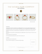 Ruby Ring 0.97 Ct., 18K Yellow Gold Appraisal
