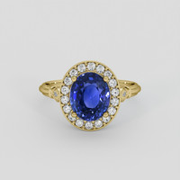3.10 Ct. Blue Sapphire Ring, 18K Yellow Gold 1