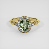 1.54 Ct. Green Sapphire Ring, 18K Yellow Gold 1
