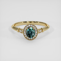 0.46 Ct. Bluish Green Sapphire Ring, 18K Yellow Gold 1