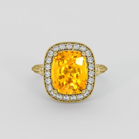 4.93 Ct. Orangish Yellow Sapphire Ring, 18K Yellow Gold 1