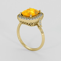 4.93 Ct. Orangish Yellow Sapphire Ring, 18K Yellow Gold 2