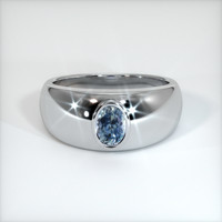 0.79 Ct. Greenish Blue Sapphire Ring, 14K White Gold 1