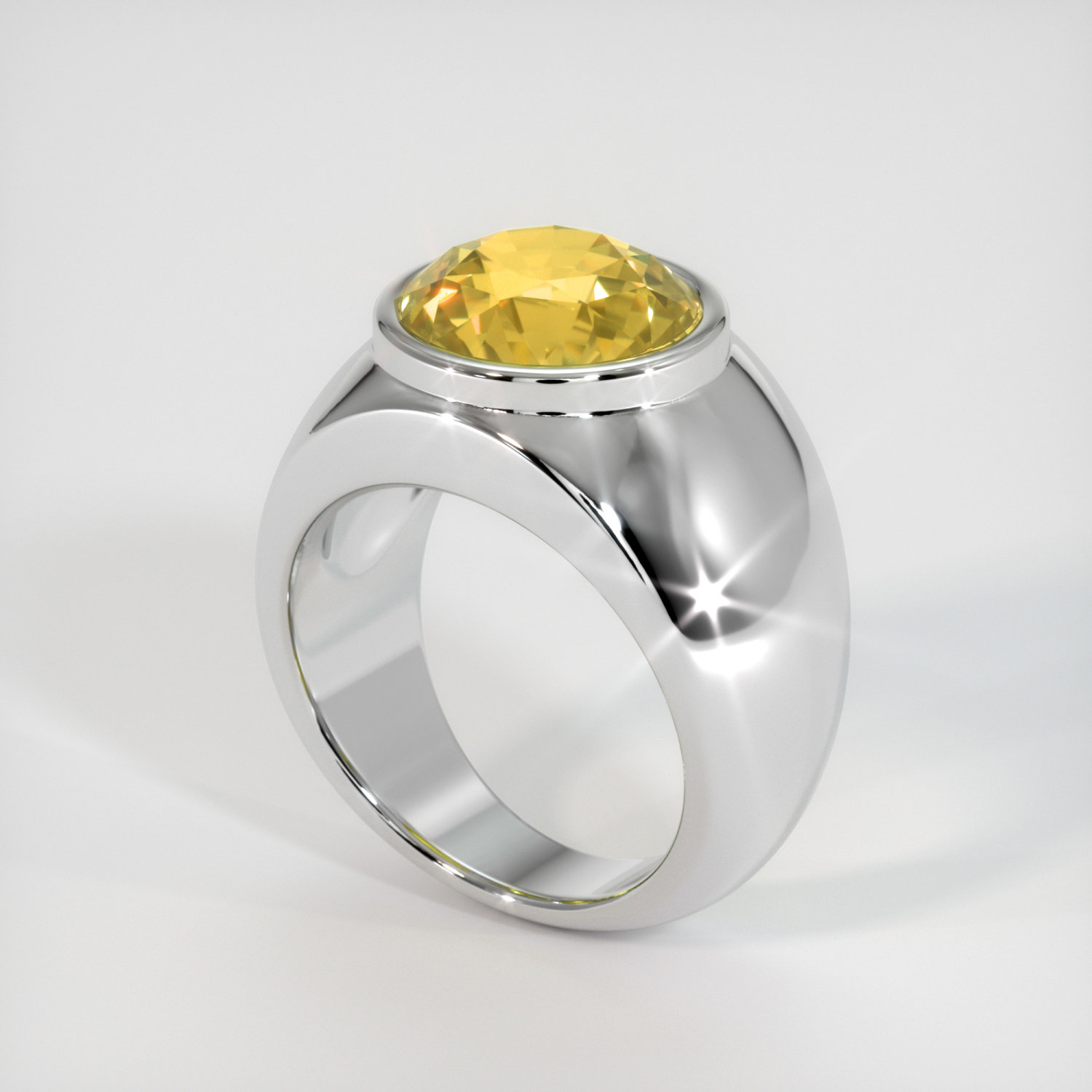 Yellow Men's Sapphire Ring 7.00 Ct. 18K White Gold | The Natural
