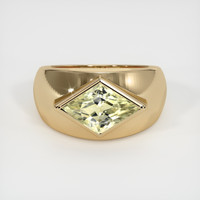 3.20 Ct. Yellowish Green Sapphire Ring, 18K Yellow Gold 1