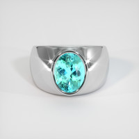 2.86 Ct. Greenish Blue Paraiba Tourmaline Ring, 10K White Gold 1