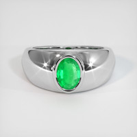 0.52 Ct. Emerald Ring, 18K White Gold 1