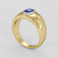 1.54 Ct. Blue Sapphire Ring, 18K White & Yellow 2