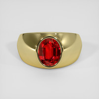 5.38 Ct. Orangish Red Ruby Ring, 14K Yellow Gold 1