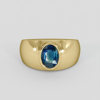 3.02 Ct. Greenish Blue Sapphire Ring, 14K Yellow Gold 1