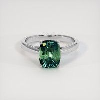 3.08 Ct. Bluish Green Sapphire Ring, Platinum 950 1