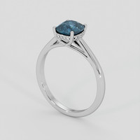 2.02 Ct. Greenish Blue Sapphire Ring, 10K White Gold 2