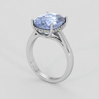 6.98 Ct. Greyish Blue Sapphire Ring, 14K White Gold 2
