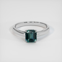 1.25 Ct. Bluish Green Sapphire Ring, 18K White Gold 1