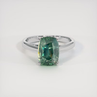 4.50 Ct. Bluish Green Sapphire Ring, 18K White Gold 1