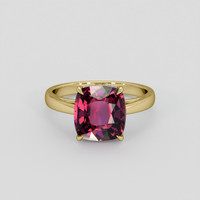3.80 Ct. Purplish Pink Rhodolite Garnet Ring, 14K Yellow Gold 1