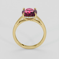 3.80 Ct. Purplish Pink Rhodolite Garnet Ring, 14K Yellow Gold 3