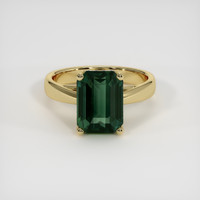 3.41 Ct. Bluish Green Sapphire Ring, 14K Yellow Gold 1