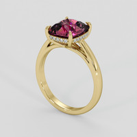3.80 Ct. Purplish Pink Rhodolite Garnet Ring, 18K Yellow Gold 2