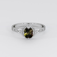 0.83 Ct. Greenish Brown Sapphire Ring, Platinum 950 1