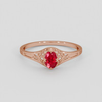 0.64 Ct. Ruby Ring, 14K Rose Gold 1