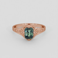 1.18 Ct. Bluish Green Sapphire Ring, 18K Rose Gold 1